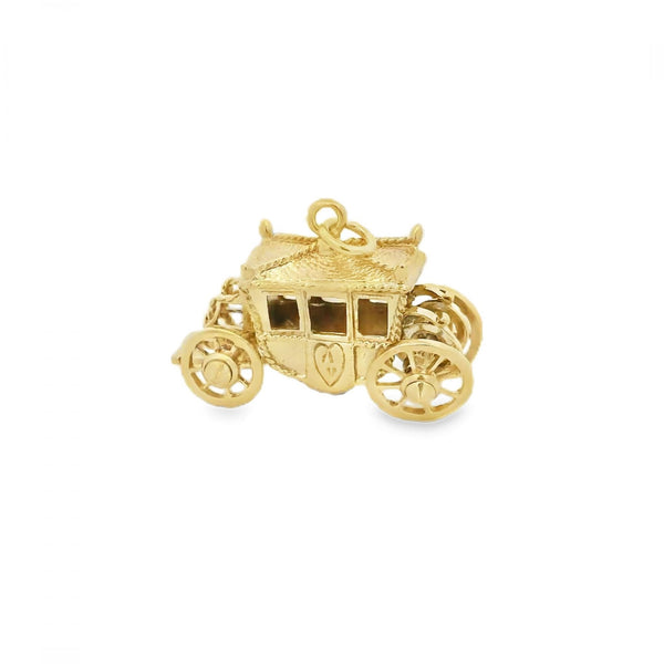 9ct Yellow Gold Large Carriage Charm - 33x22x16mm - 11.5g