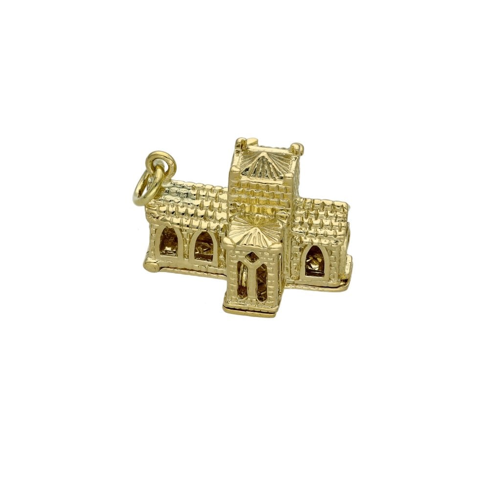 9ct Yellow Gold Hinged Church Charm - 20x14x14mm - 5.9g