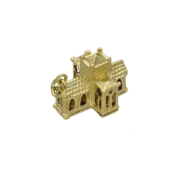 9ct Yellow Gold Hinged Church Charm - 20x14x14mm - 5.9g