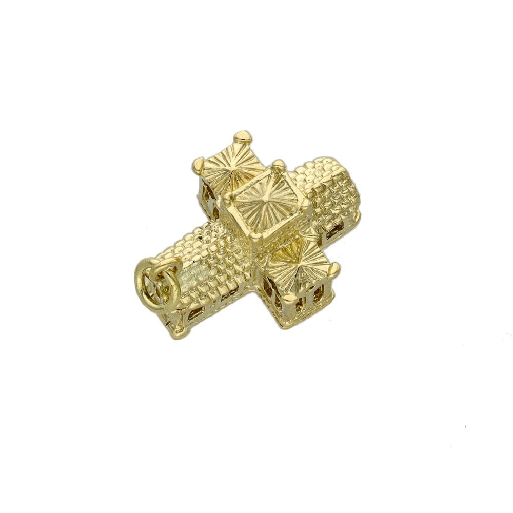 9ct Yellow Gold Hinged Church Charm - 20x14x14mm - 5.9g