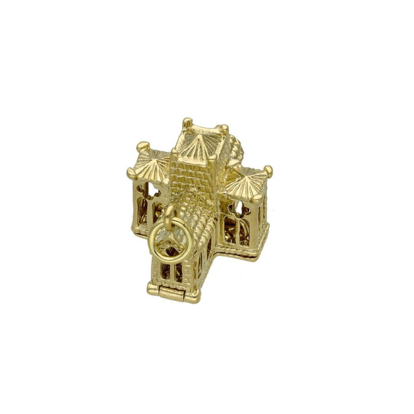9ct Yellow Gold Hinged Church Charm - 20x14x14mm - 5.9g