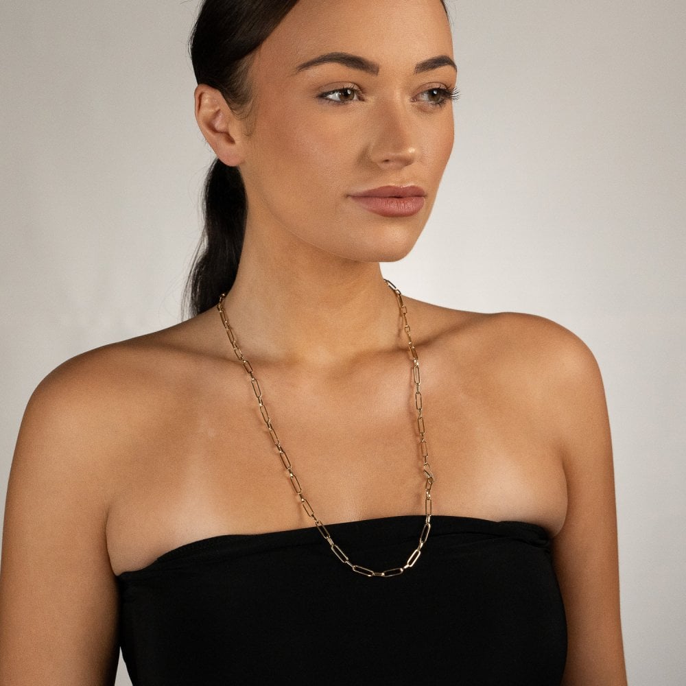 9ct Yellow Gold Paperlink Long Chain - 28" - 6.1g