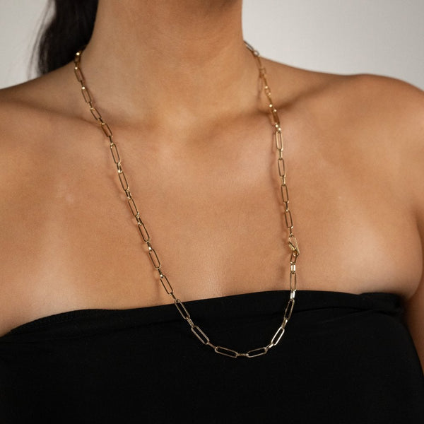 9ct Yellow Gold Paperlink Long Chain - 28" - 6.1g