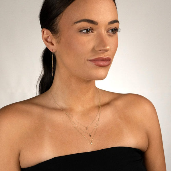 9ct Yellow Gold Multi Layered Cross Necklace - 18"
