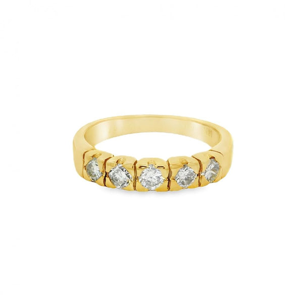 Ladies 18ct Yellow Gold Half-Eternity Ring - Size P - 0.75ct