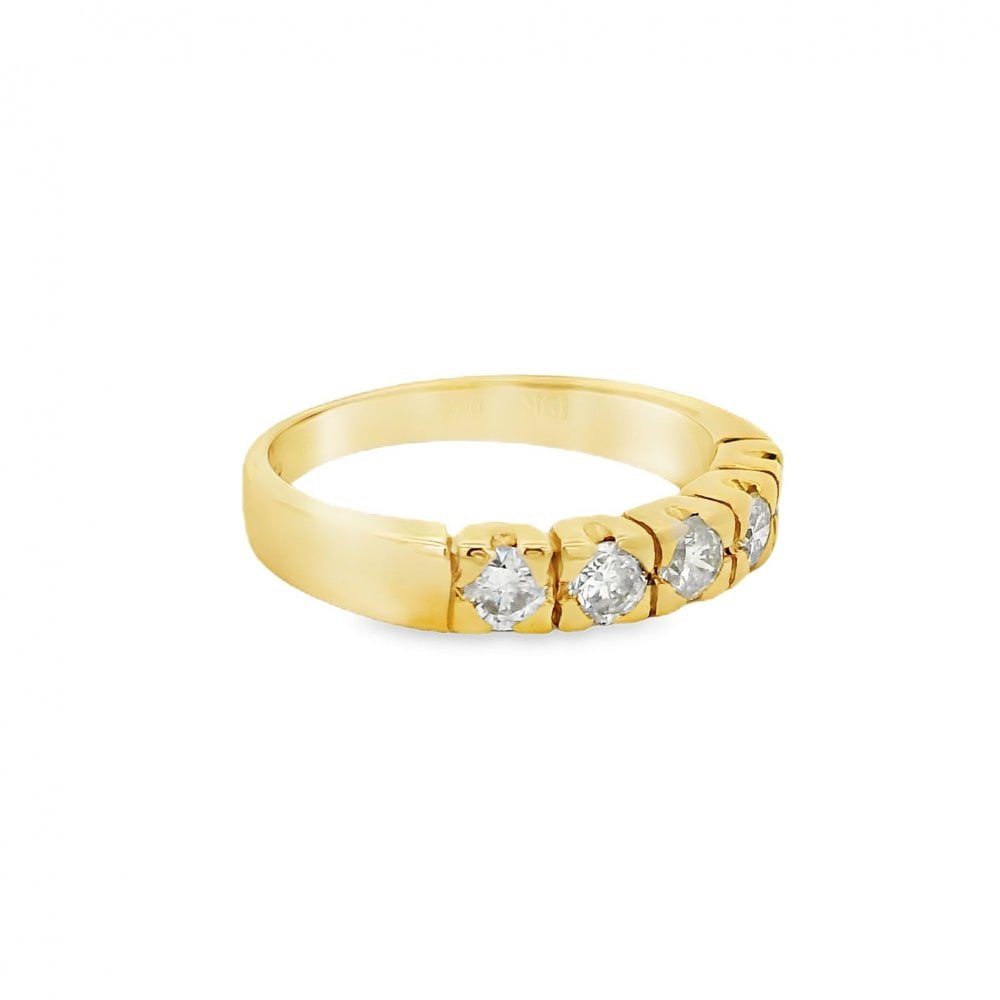 Ladies 18ct Yellow Gold Half-Eternity Ring - Size P - 0.75ct