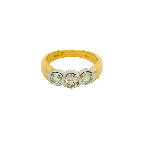 Ladies 18ct Yellow Gold Diamond Trilogy Ring - 1.00ct