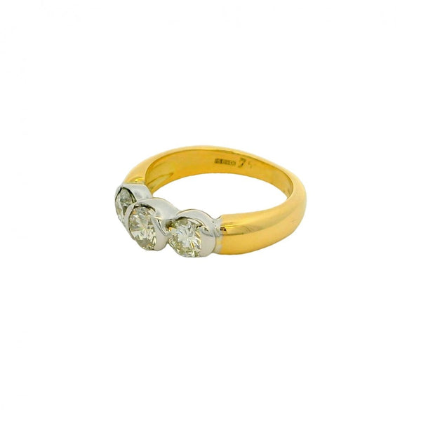 Ladies 18ct Yellow Gold Diamond Trilogy Ring - 1.00ct