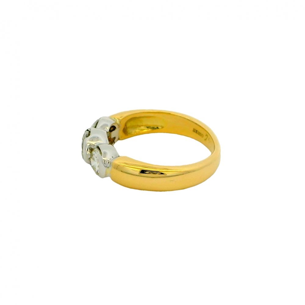 Ladies 18ct Yellow Gold Diamond Trilogy Ring - 1.00ct