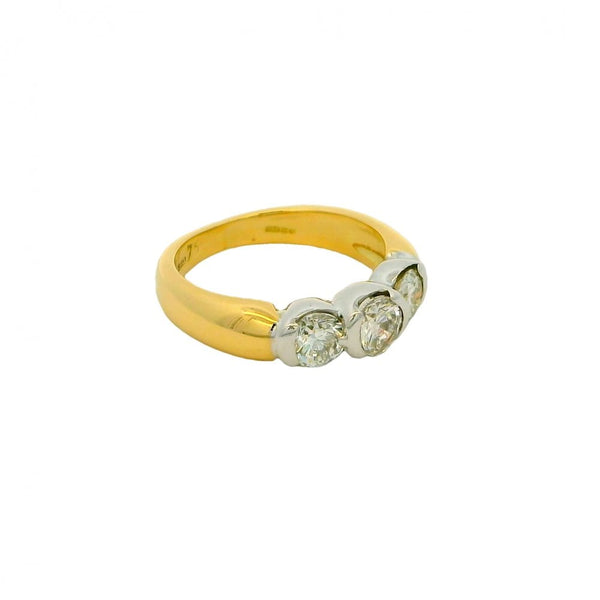 Ladies 18ct Yellow Gold Diamond Trilogy Ring - 1.00ct