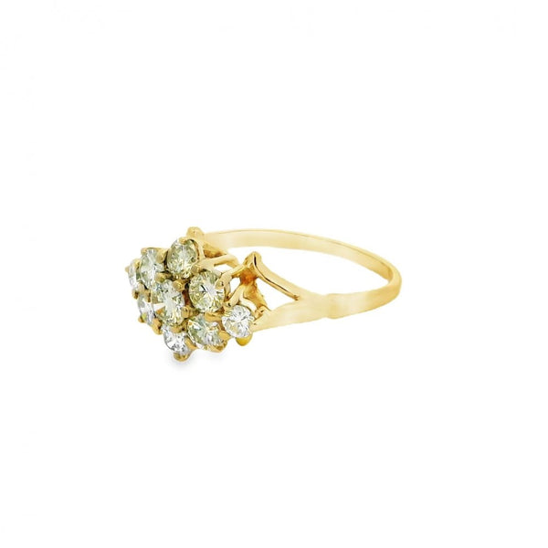 18ct Yellow Gold Diamond Cluster Ring - 1.00ct - Size M