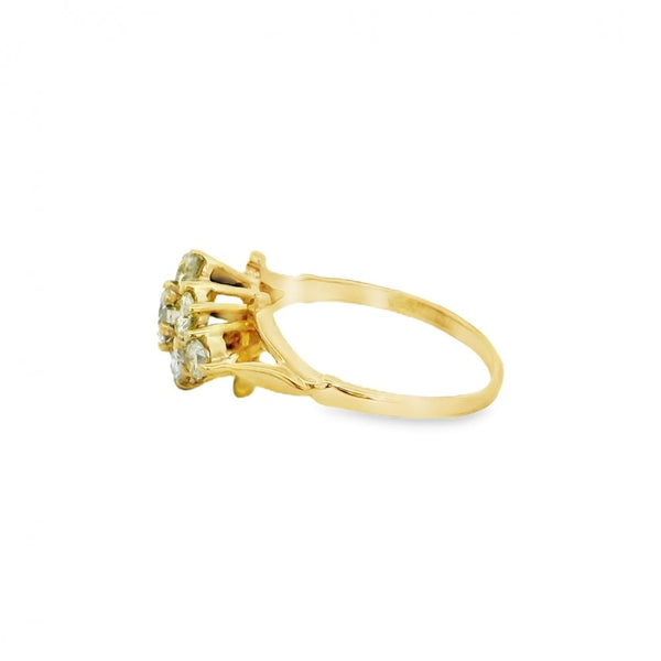 18ct Yellow Gold Diamond Cluster Ring - 1.00ct - Size M