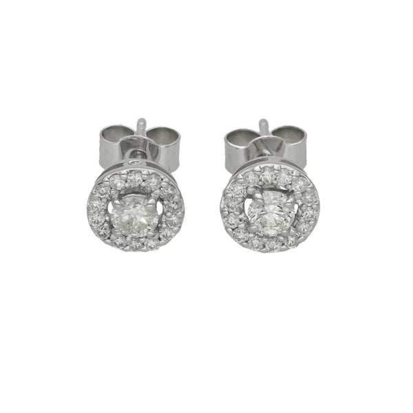 Ladies 9ct White Gold Diamond Cluster Stud Earrings - 0.56ct