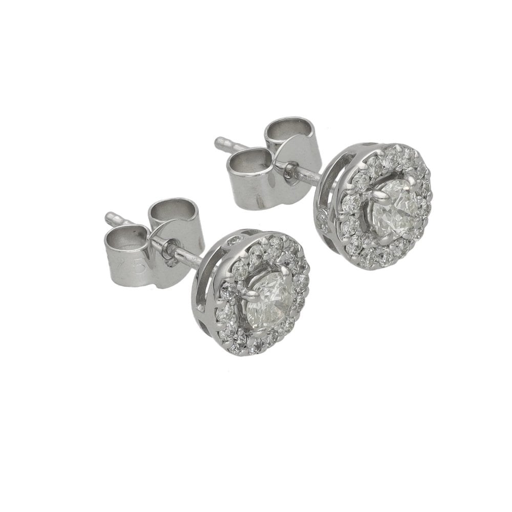 Ladies 9ct White Gold Diamond Cluster Stud Earrings - 0.56ct