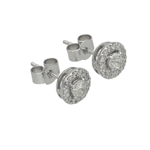 Ladies 9ct White Gold Diamond Cluster Stud Earrings - 0.56ct