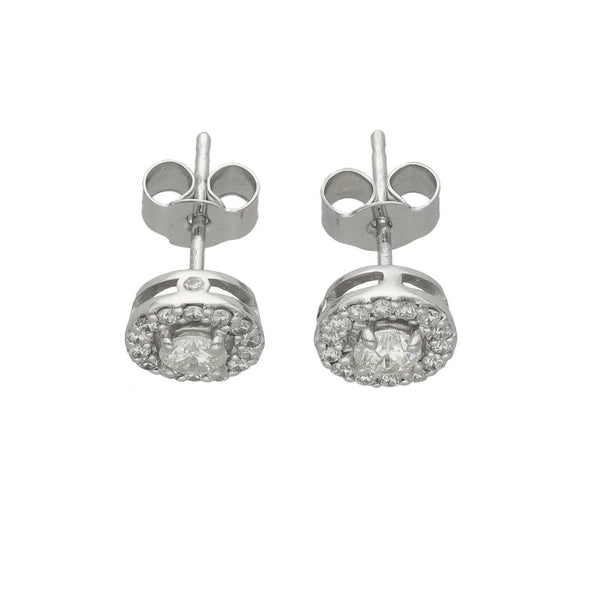 Ladies 9ct White Gold Diamond Cluster Stud Earrings - 0.56ct