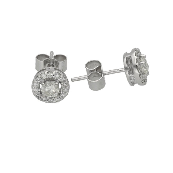 Ladies 9ct White Gold Diamond Cluster Stud Earrings - 0.56ct