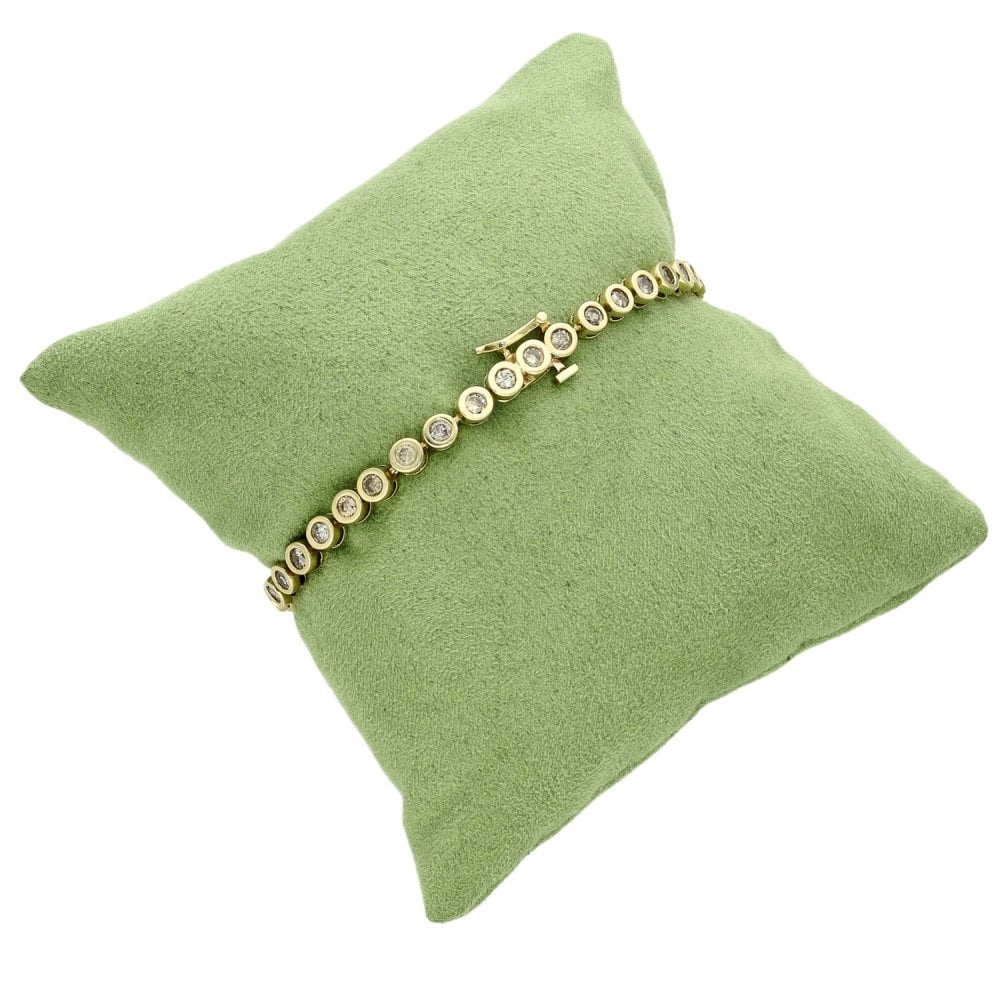 9ct Yellow Gold Diamond Set Bracelet - 7.5" - 3.05ct