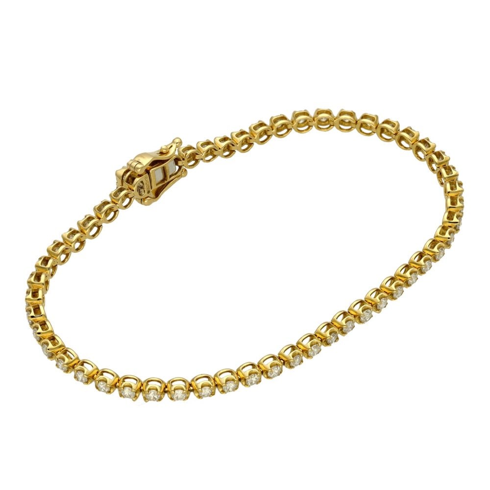 Ladies 18ct Yellow Gold Diamond Tennis Bracelet - 7" - 2.05ct