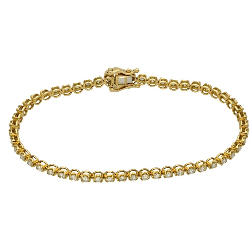 Ladies 18ct Yellow Gold Diamond Tennis Bracelet - 7" - 2.05ct