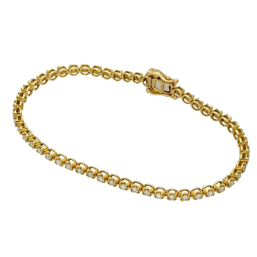 Ladies 18ct Yellow Gold Diamond Tennis Bracelet - 7" - 2.05ct