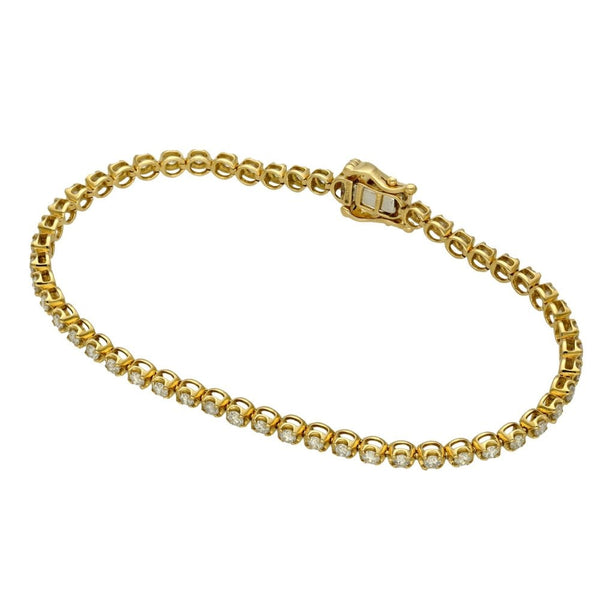 Ladies 18ct Yellow Gold Diamond Tennis Bracelet - 7" - 2.05ct