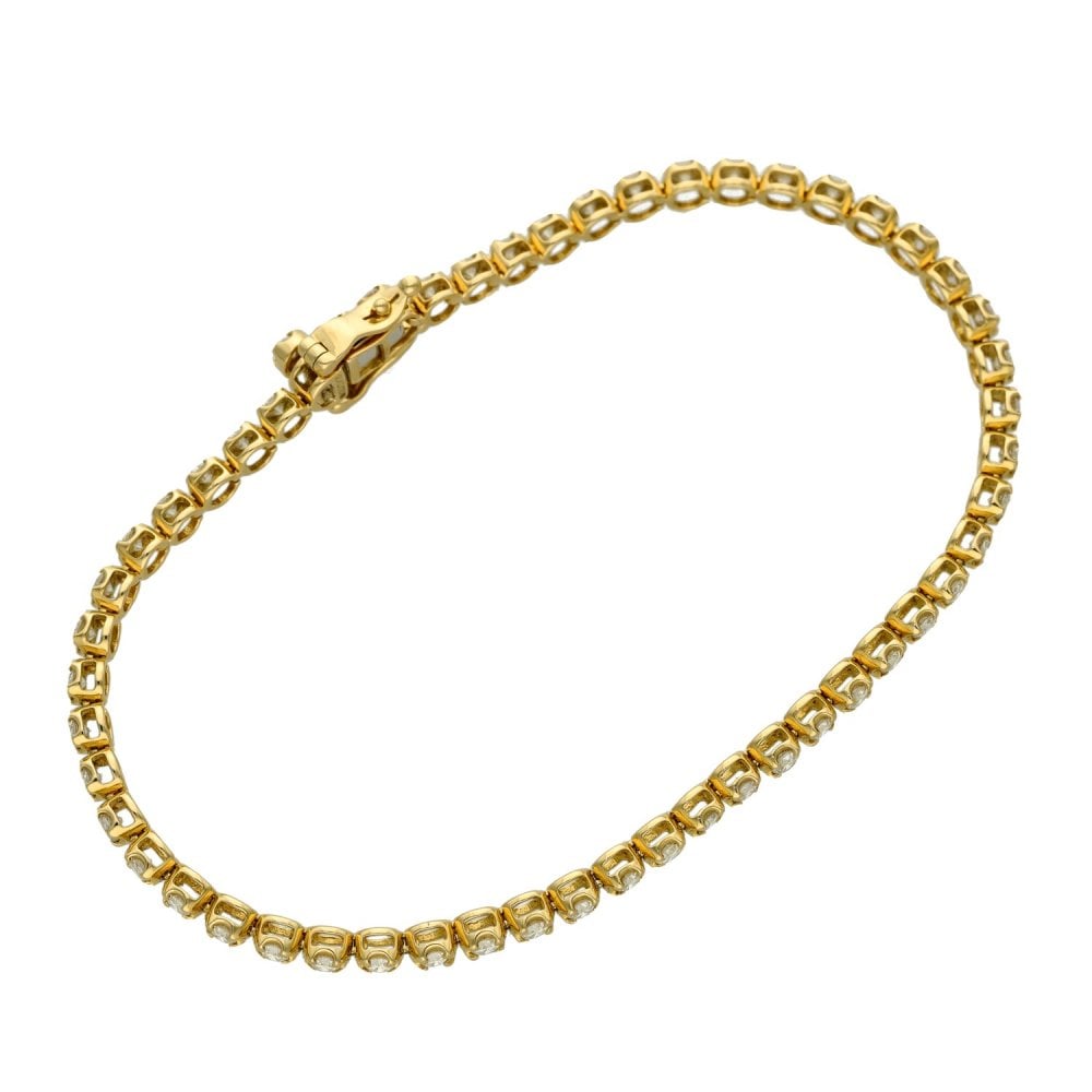 Ladies 18ct Yellow Gold Diamond Tennis Bracelet - 7" - 2.05ct