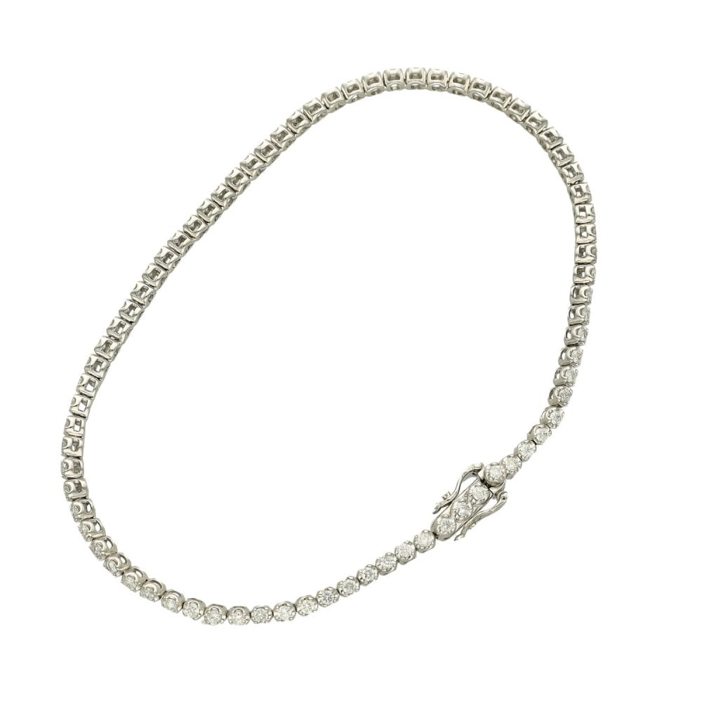 Ladies 9ct White Gold Diamond Tennis Bracelet - 7" - 1.01ct