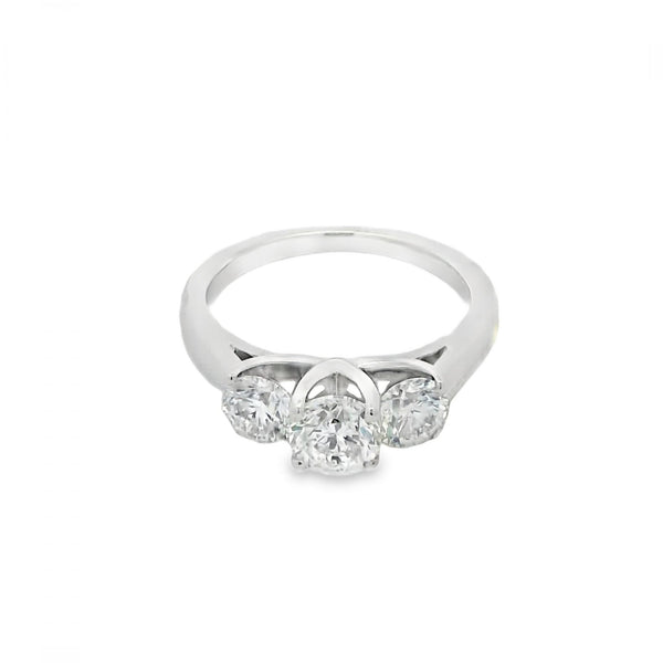Ladies 14ct White Gold Diamond Trilogy Ring - 1.52ct