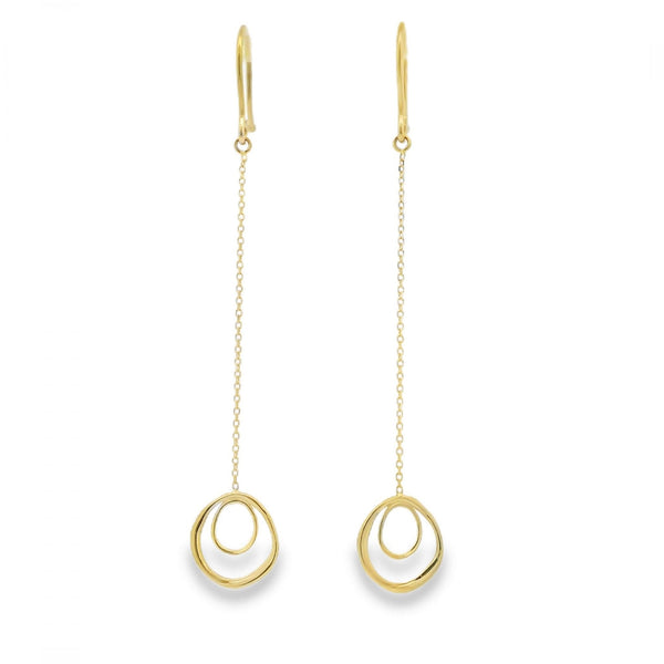 9ct Yellow Gold Flintstones Drop Earrings - 0.8g