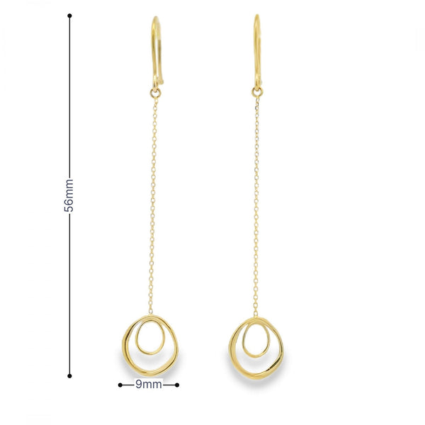 9ct Yellow Gold Flintstones Drop Earrings - 0.8g