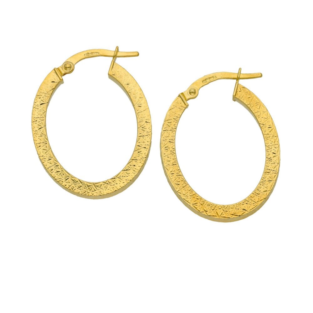 Ladies 9ct Yellow Gold Creole Hoop Earrings - 20x26mm - 2.0g