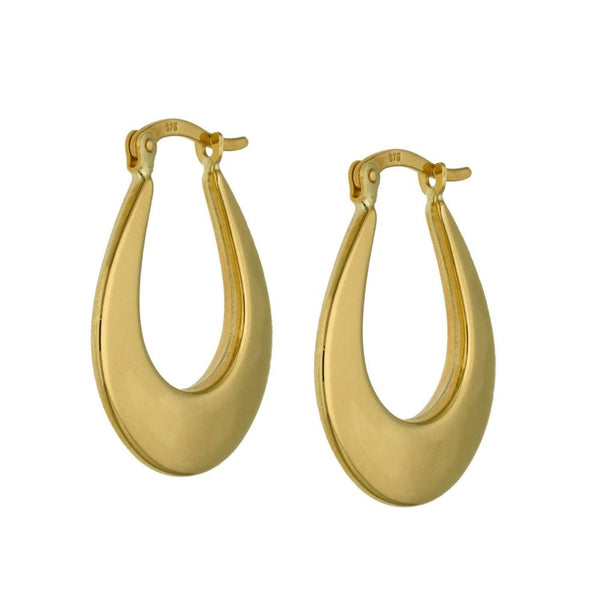 Ladies 9ct Yellow Gold Creole Hoop Earrings - 1.9g