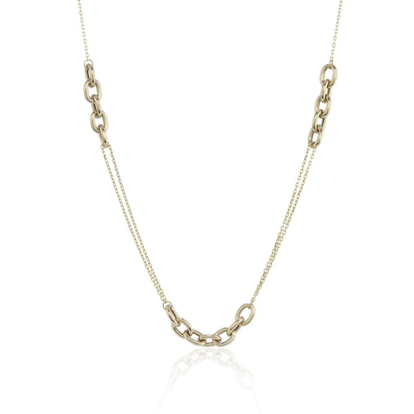 9ct Yellow Gold Trace & Belcher Necklace - 18" - 3.1g