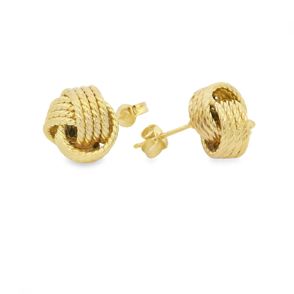 Ladies 9ct Yellow Gold Rope Knot Stud Earrings - 1.8g