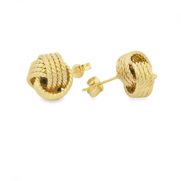 Ladies 9ct Yellow Gold Rope Knot Stud Earrings - 1.8g