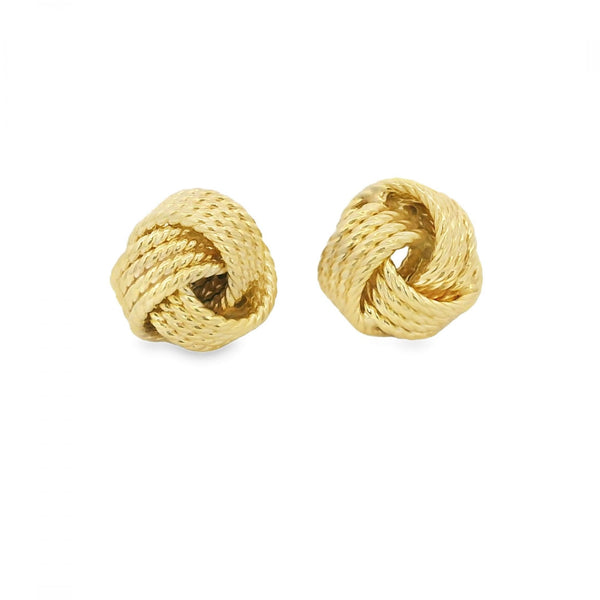Ladies 9ct Yellow Gold Rope Knot Stud Earrings - 1.8g