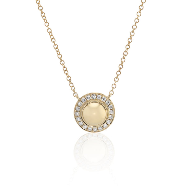 9ct Yellow Gold Diamond Pendant & Trace Necklace - 18" - 2.9g