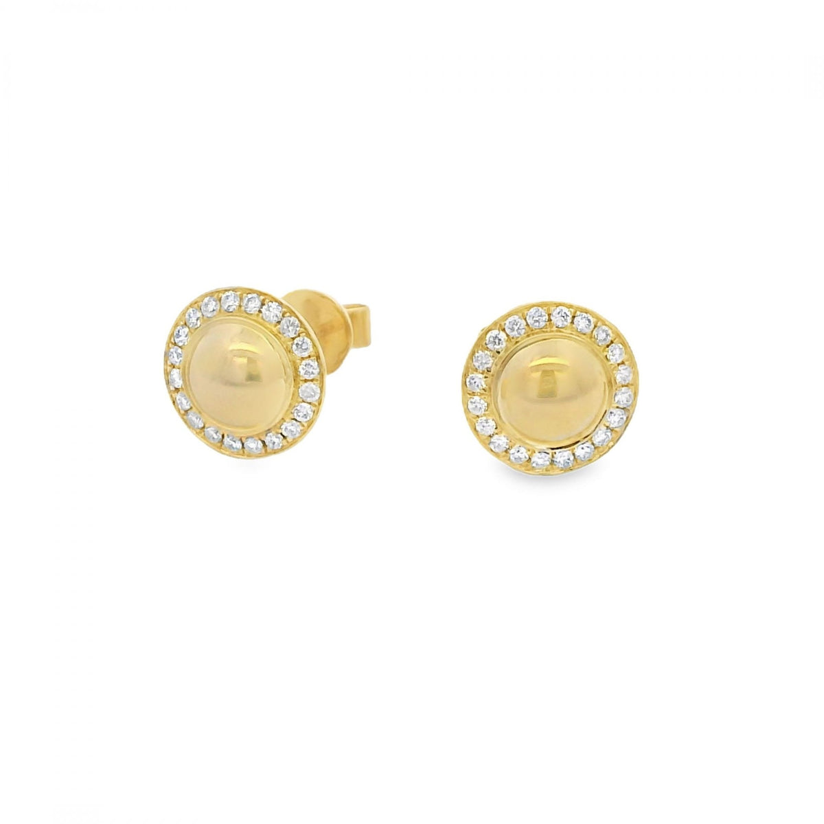 Ladies 9ct Yellow Gold Diamond Dome Stud Earrings - 0.21ct