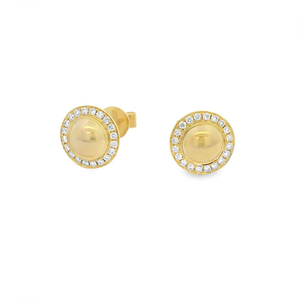 Ladies 9ct Yellow Gold Diamond Dome Stud Earrings - 0.21ct