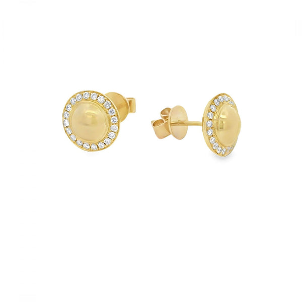 Ladies 9ct Yellow Gold Diamond Dome Stud Earrings - 0.21ct