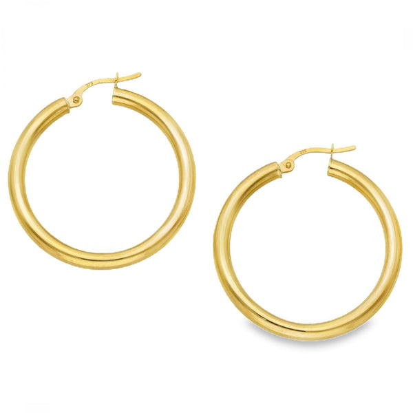 9ct Yellow Gold Large Hoop Earrings - 25 x 25mm - 2.0g