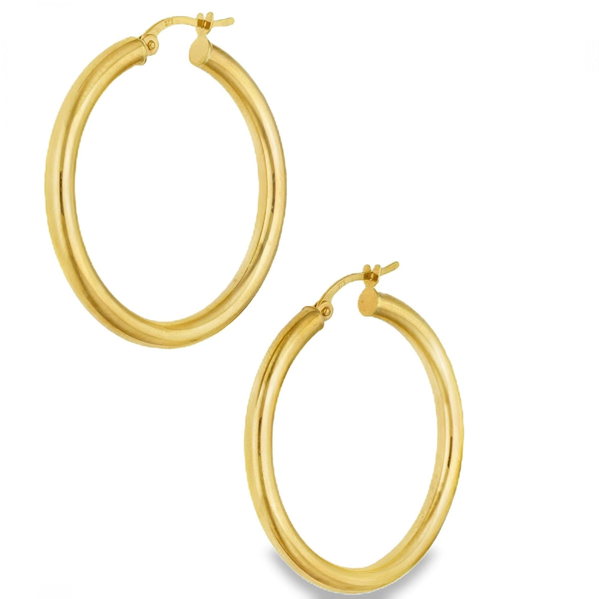 9ct Yellow Gold Large Hoop Earrings - 25 x 25mm - 2.0g