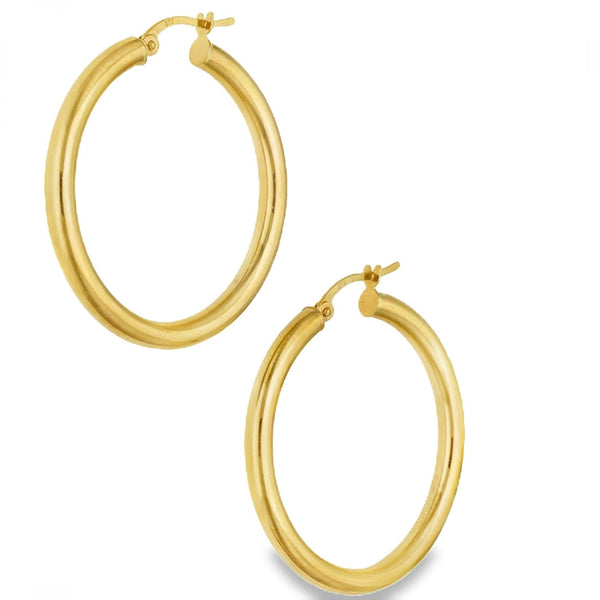 9ct Yellow Gold Large Hoop Earrings - 25 x 25mm - 2.0g