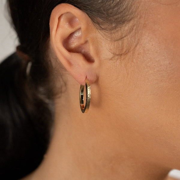 Ladies 9ct Yellow Gold Creole Hoop Earrings - 20x26mm - 2.0g
