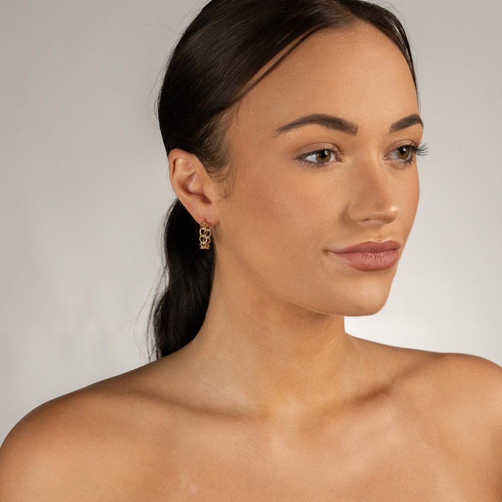 Ladies 9ct Yellow Gold Open-Curb Hoop Earrings - 22x22mm - 1.9g