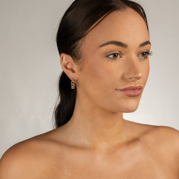 Ladies 9ct Yellow Gold Open-Curb Hoop Earrings - 22x22mm - 1.9g