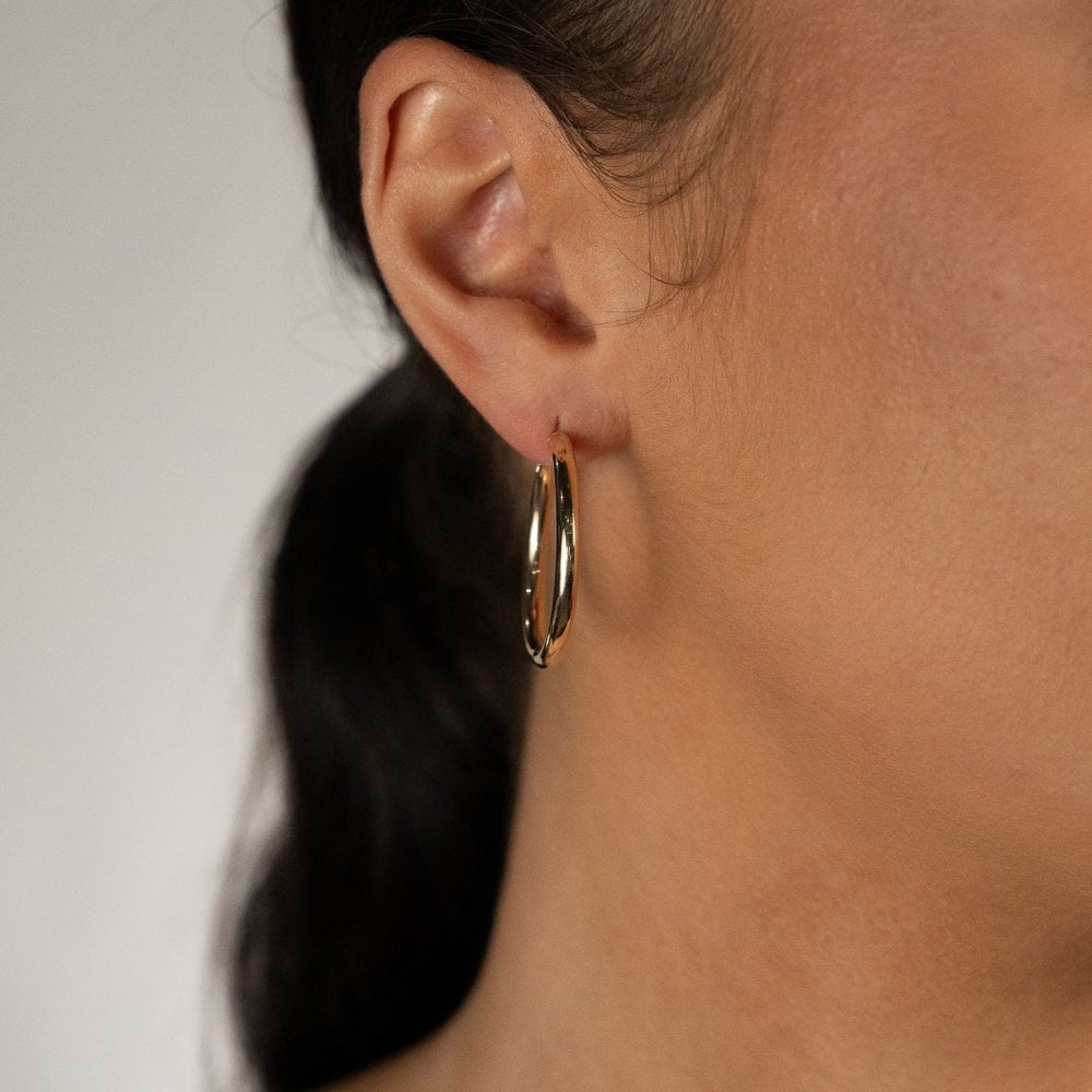 9ct Yellow Gold Large Hoop Earrings - 25 x 25mm - 2.0g
