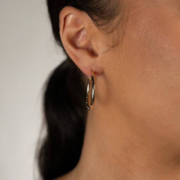 9ct Yellow Gold Large Hoop Earrings - 25 x 25mm - 2.0g