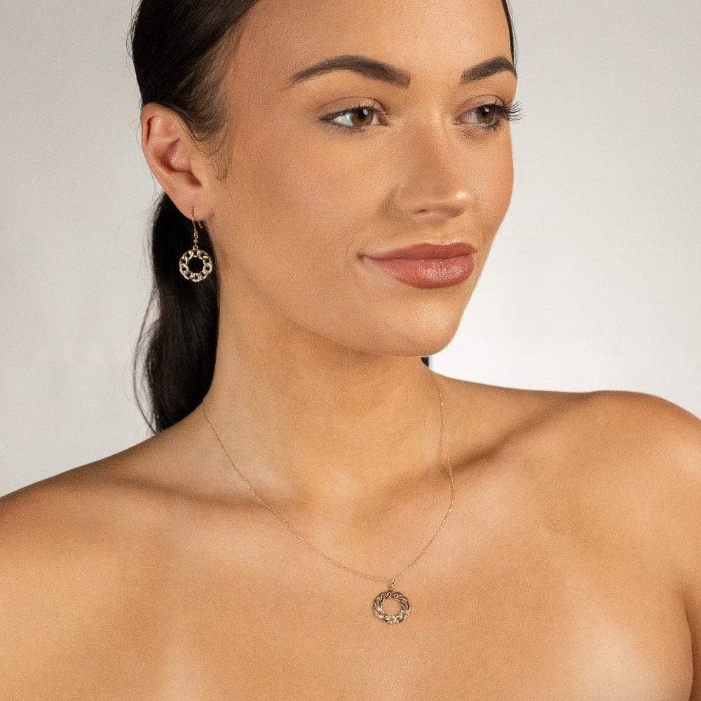 9ct Yellow Gold CZ Synthetic Open Curb Pendant & Necklace - 18"